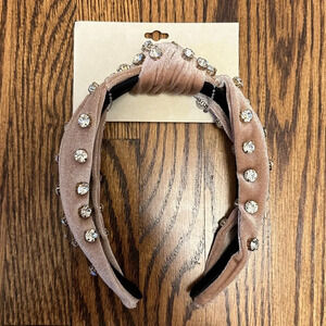 NWT Cära Velvet & Rhinestone Knotted Headband